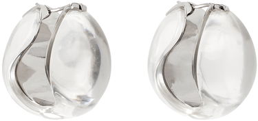 Náušnice Coperni Coperni Silver & Transparent Logo Hoop Earrings Metalická | COPBI04J1007, 1