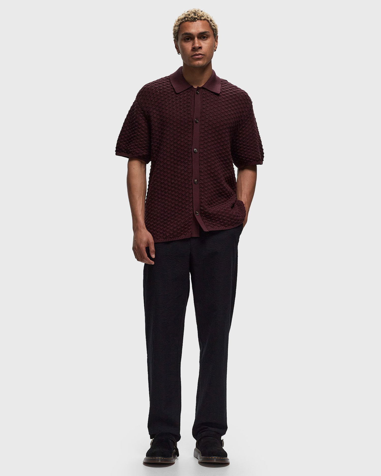 Košeľa Les Deux Gideon Knit Shirt Vínová | LDM401084-625625, 1