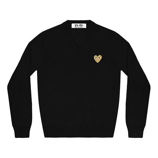 Sveter Comme des Garçons COMME des GARCONS PLAY V-Neck Pullover with Gold Heart Čierna | AZ-N047-051-1, 0