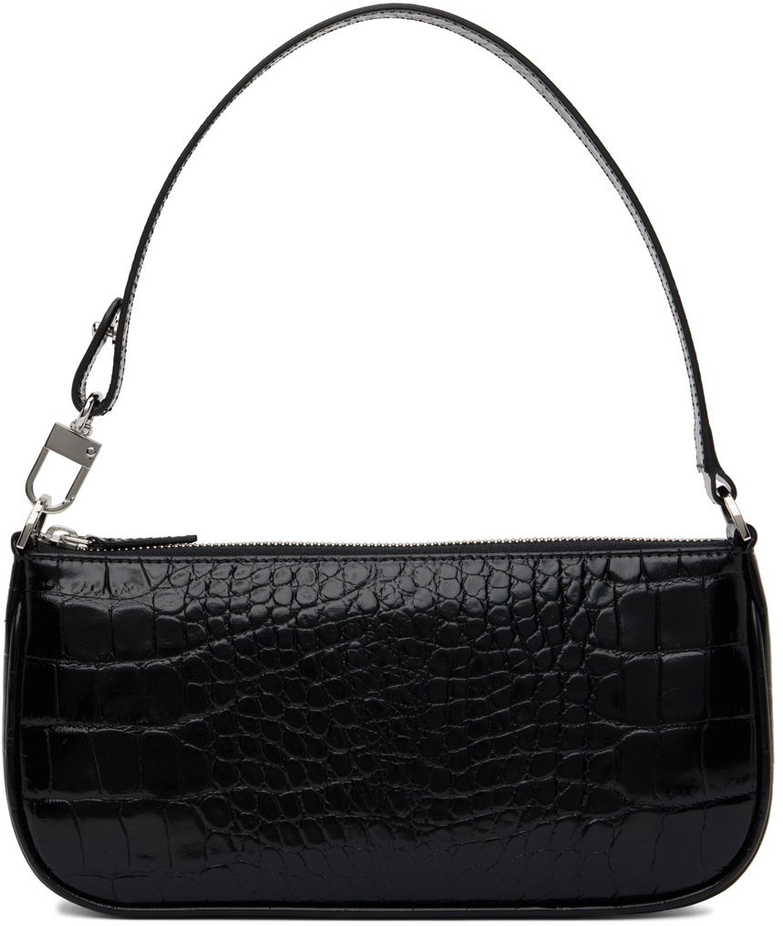 Kabelka BY FAR Croc Embossed Leather Shoulder Bag Čierna | 19PFRCLSBLDMED, 0