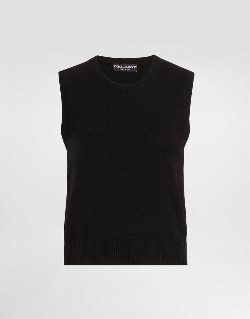 Sveter Dolce & Gabbana Dolce & Gabbana Cashmere Sleeveless Sweater Čierna | FXT61ZJDVC2N0000