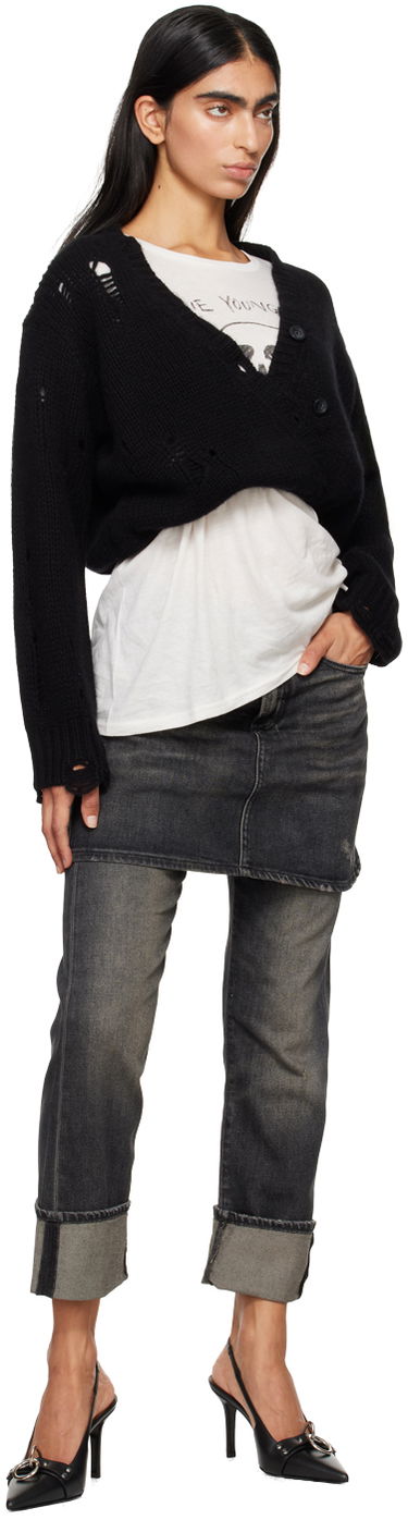 Sveter R13 R13 Cropped Distressed Cardigan Čierna | R13WY247 Y016A, 3