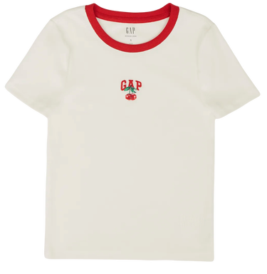 Tričko GAP Modern Crew Ringer T-Shirt with Cherry Embroidery Biela | 637782-07, 0