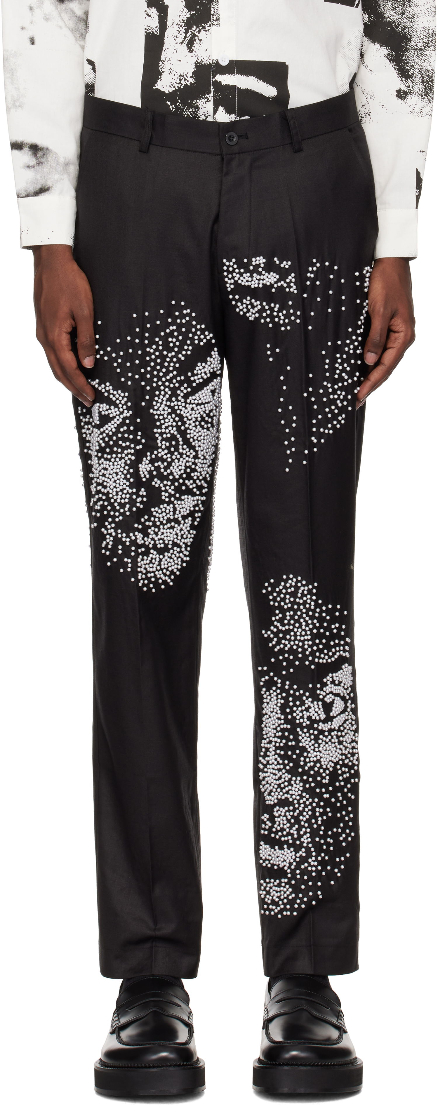 Nohavice KidSuper Beaded Faces Suit Trousers Čierna | AW24-SUB-04, 0