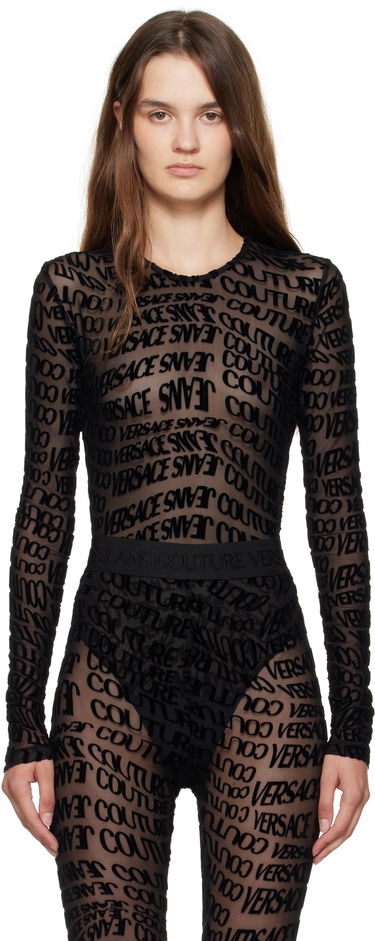 Body Versace Versace Jeans Couture Tulle Flock Liquify Bodysuit Čierna | E79HAM221_EJS490, 0
