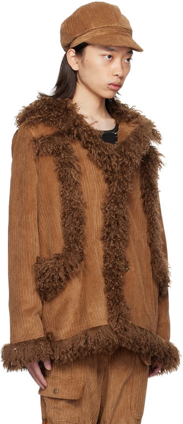 Bunda Anna Sui Anna Sui Faux-Fur Trimmed Corduroy Coat Hnedá | M624V30, 1