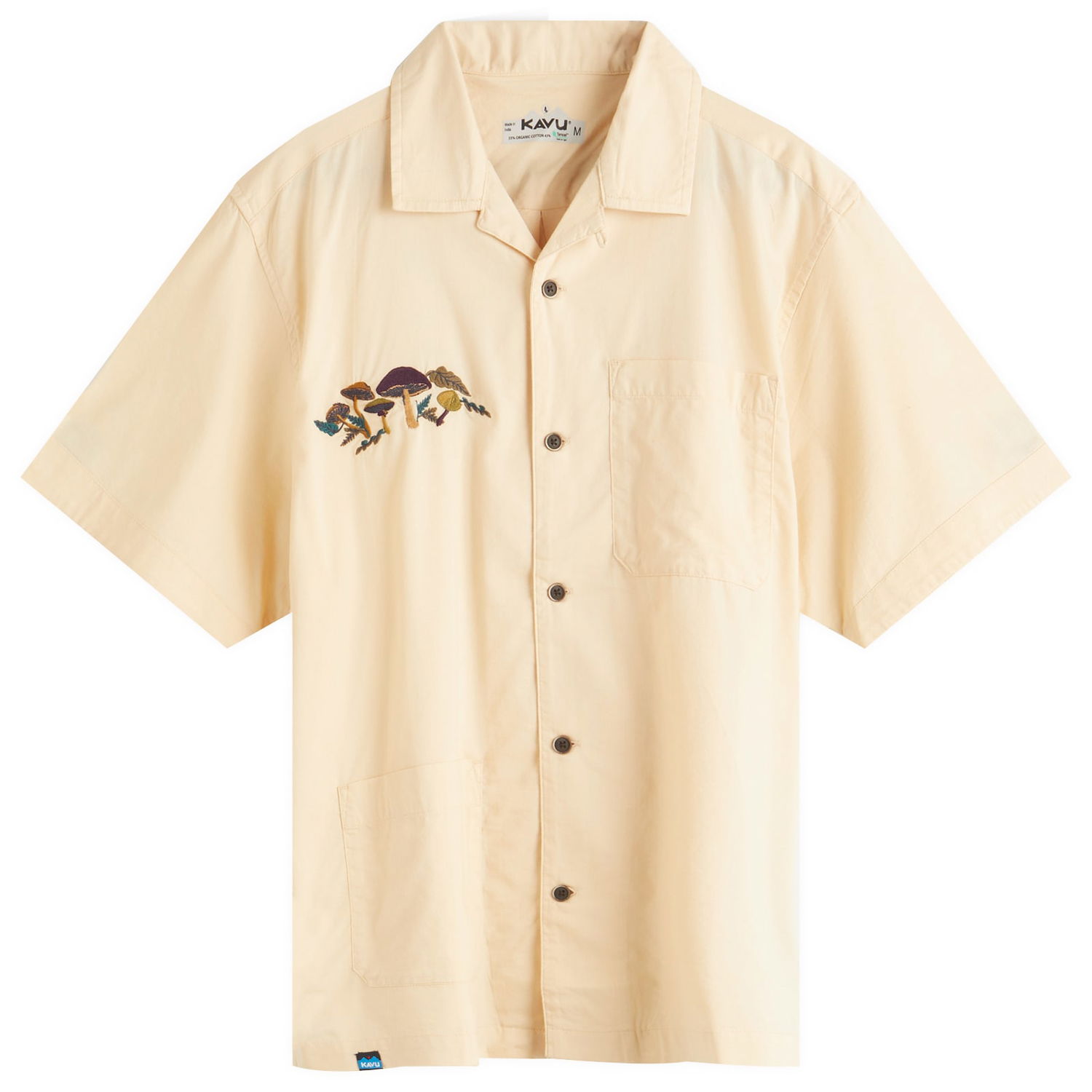 Košeľa KAVU Camp Collar Vacation Shirt with Mushrooms Embroidery Žltá | 5262-2547, 0