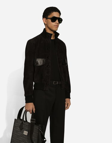 Bunda Dolce & Gabbana Dolce & Gabbana High-Neck Suede Jacket Čierna | G9AWZLHULU2N0000, 3