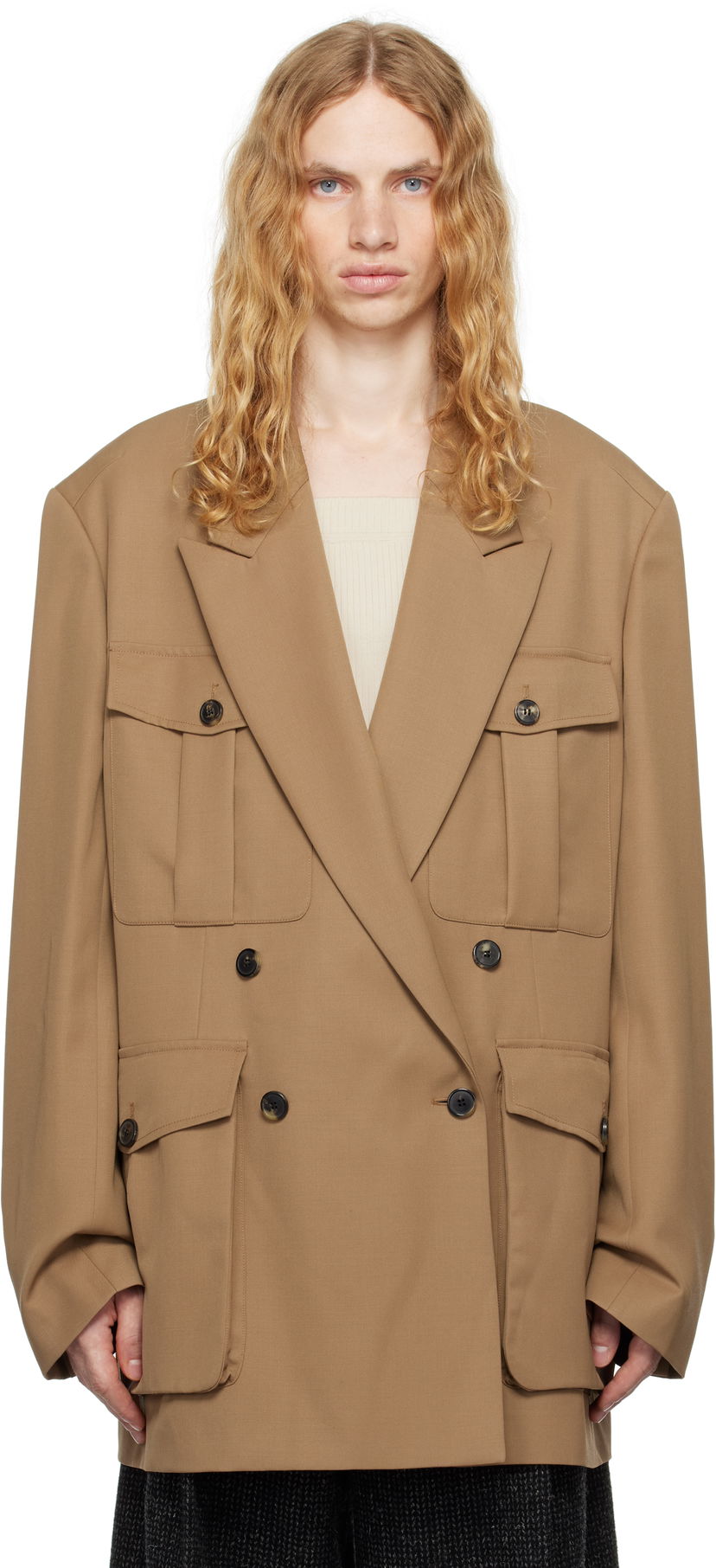 Bunda Dries Van Noten Wool Blazer Hnedá | 242-020432-9146