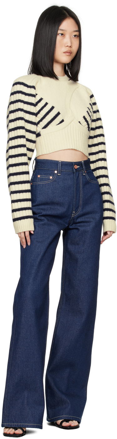 Sveter Jean Paul Gaultier Gaultier Criss Cross Cropped Sweater Biela | 24/30-F-PL054-M072-0159, 3
