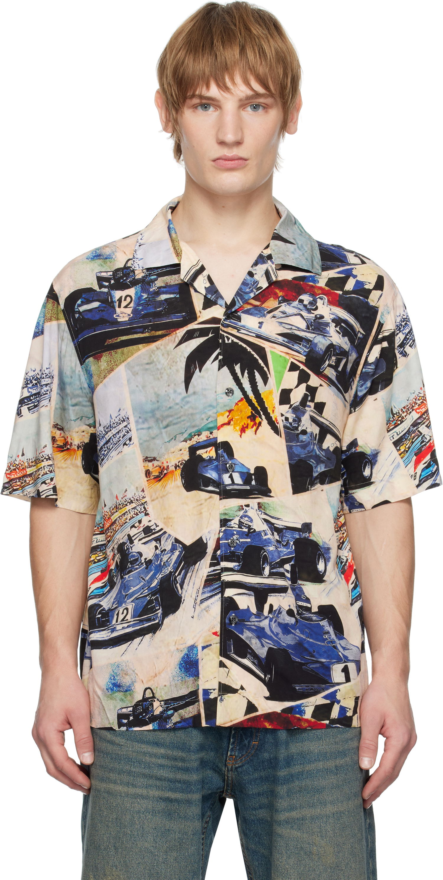 Košeľa BOSS Printed Viscose Short Sleeve Shirt Modrá | 50534276, 0