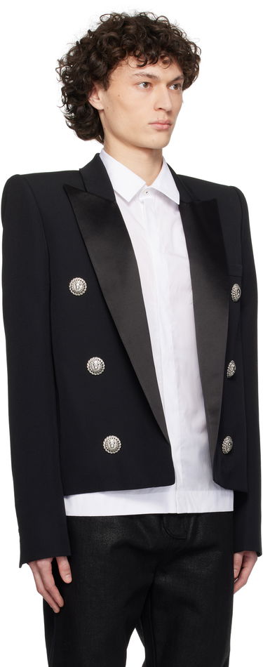 Bunda Balmain Balmain 6 Lion Button Spencer Blazer Čierna | EH0SC195MD02, 1
