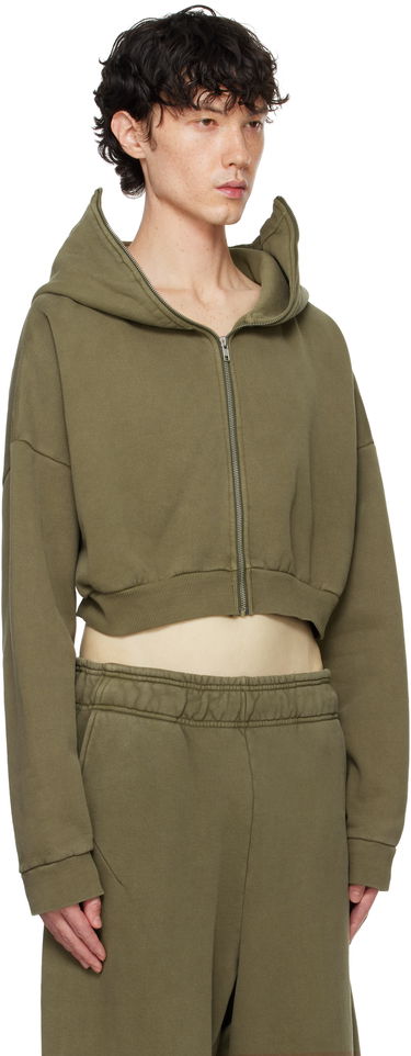 Mikina Entire Studios Entire Studios Cropped Full-Zip Hoodie Zelené | ES2156MI, 1