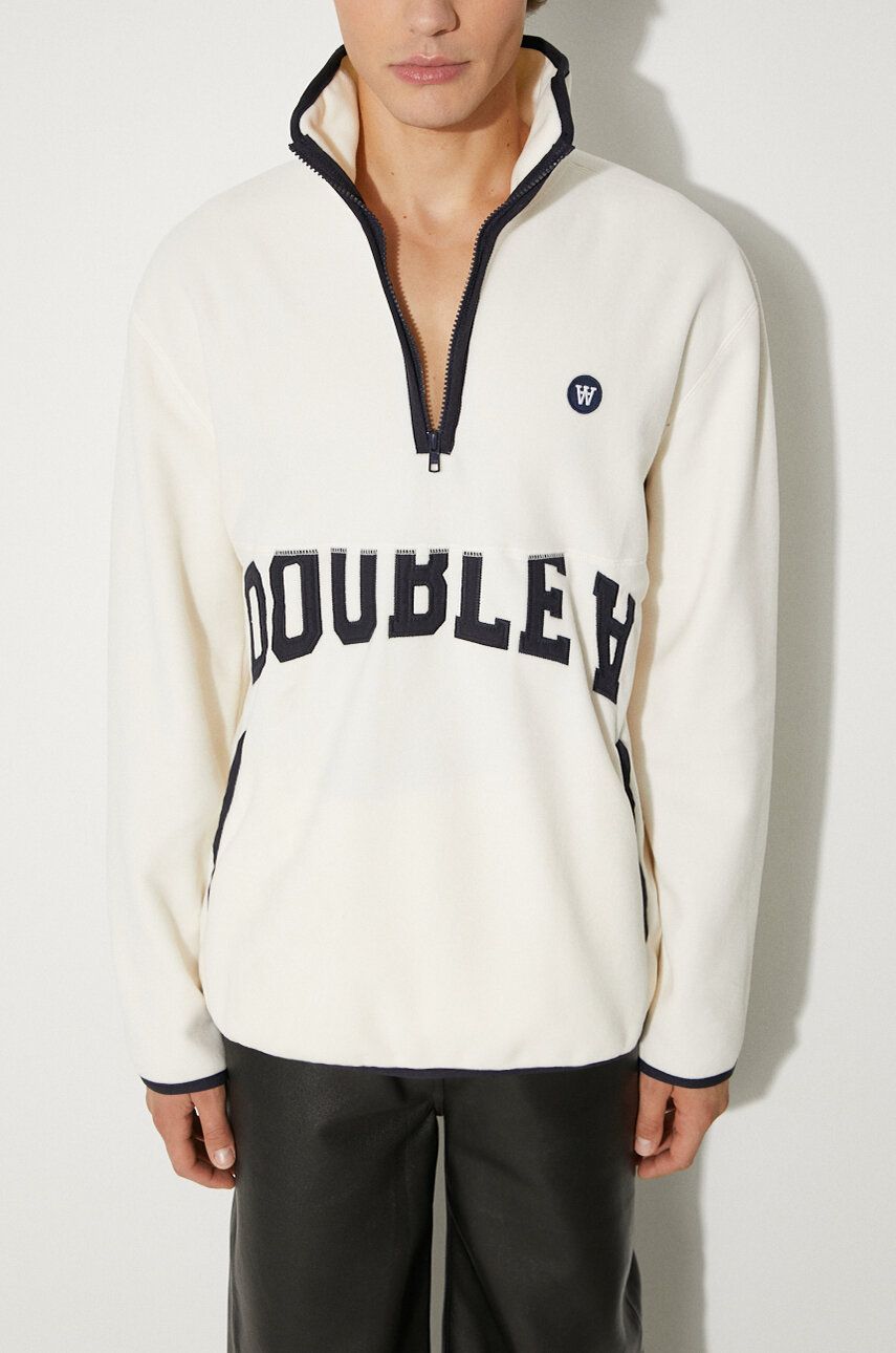 Mikina WOOD WOOD Jay Zip Fleece Sweatshirt Biela | 10245612.2487, 0
