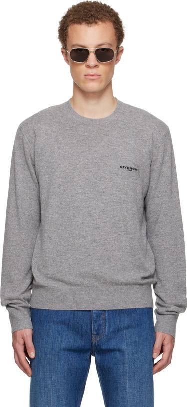 Sveter Givenchy Wool & Cashmere Embroidered Sweater Šedá | BM90W94YP3055, 0