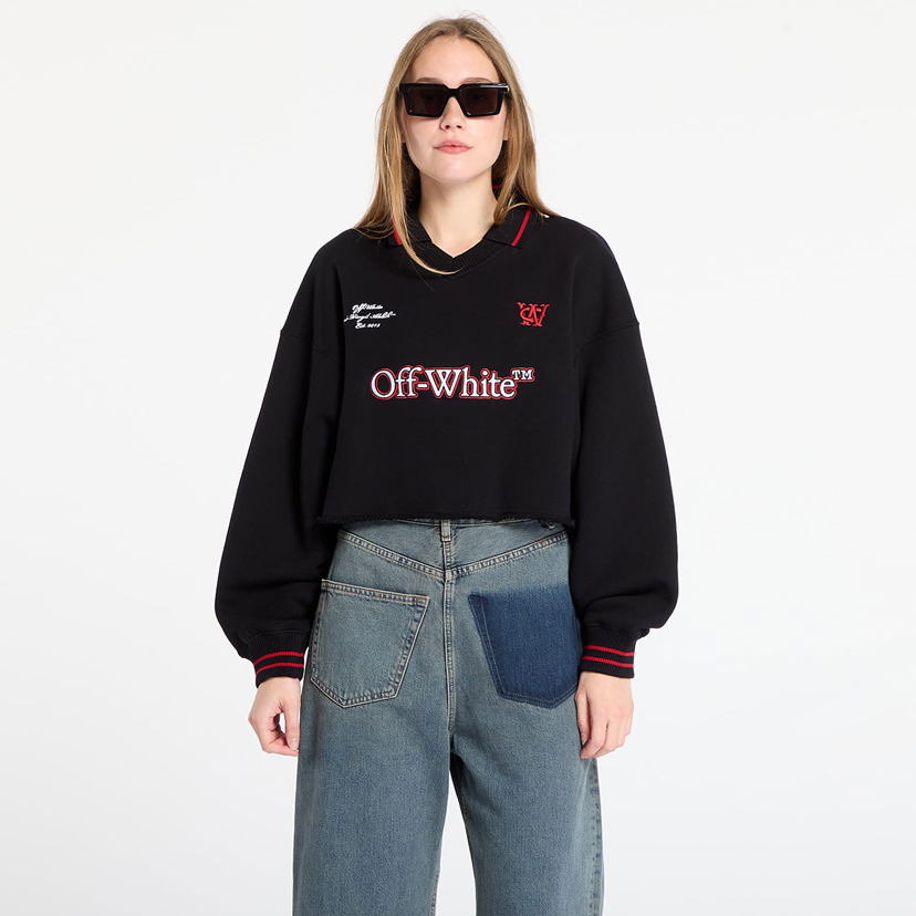 Mikina Off-White Sporty Crop Polo Sweatshirt Čierna | OWBA07BF25FLE0011026