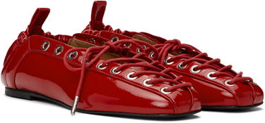 Oblečenie GANNI GANNI Lace-Up Ballerina Flats Červená | S3087, 3