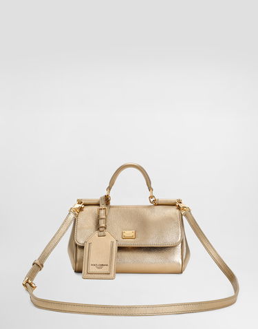 Kabelka Dolce & Gabbana My Sicily Pebbled Leather Top Handle Flap Bag Metalická | BB7864BZ6488H945, 2