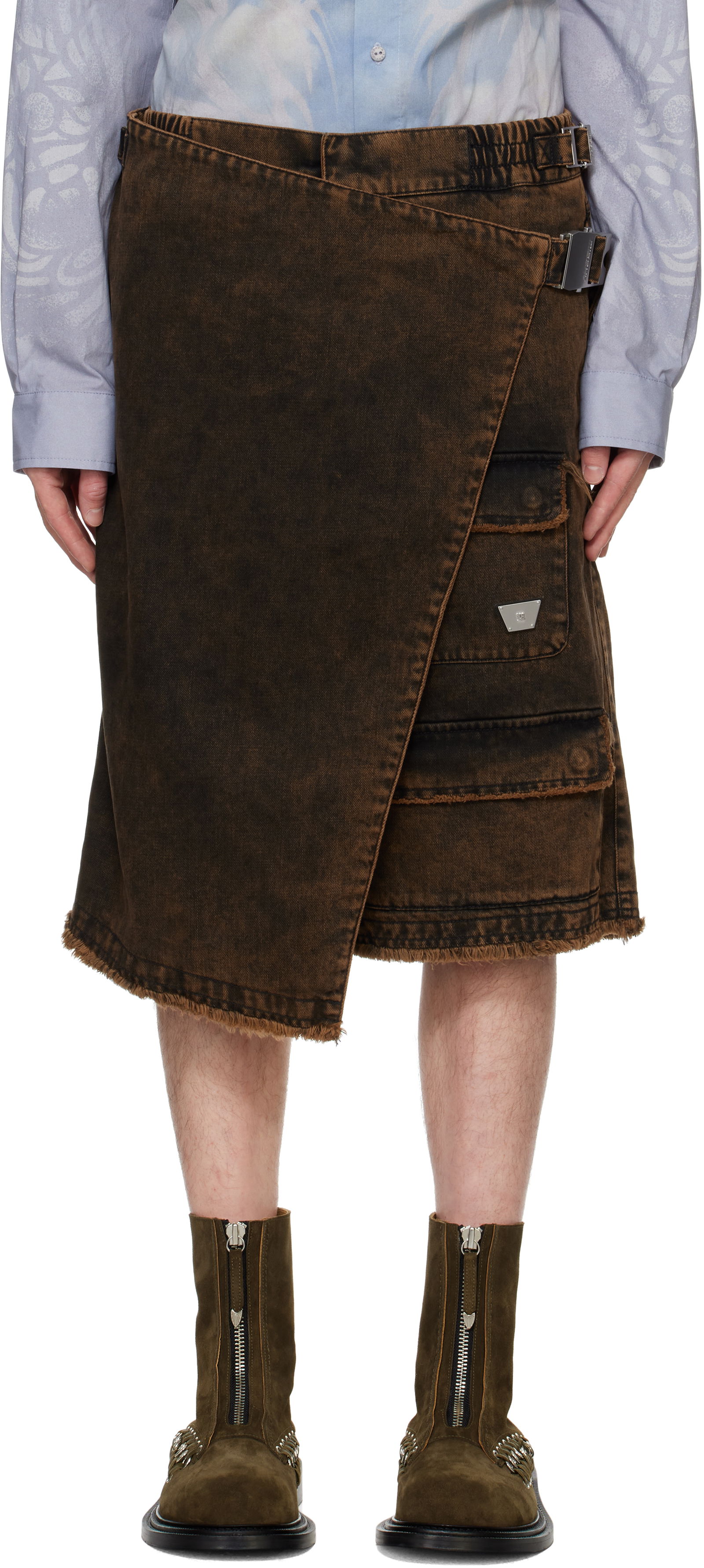 Cargo Kilt Denim Shorts