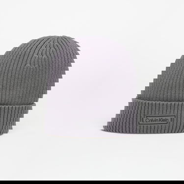 Kulicha CALVIN KLEIN Patch Chunky Rib Cotton Hat Šedá | LV04D8053G PCX, 0