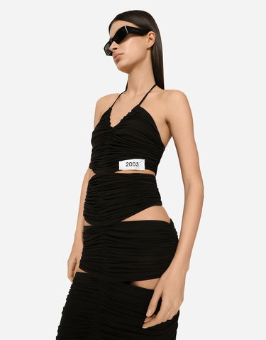 Šaty Dolce & Gabbana Dolce & Gabbana Ruched Halter Neck Midi Dress Čierna | F6BFZTFUGAIN0000, 3