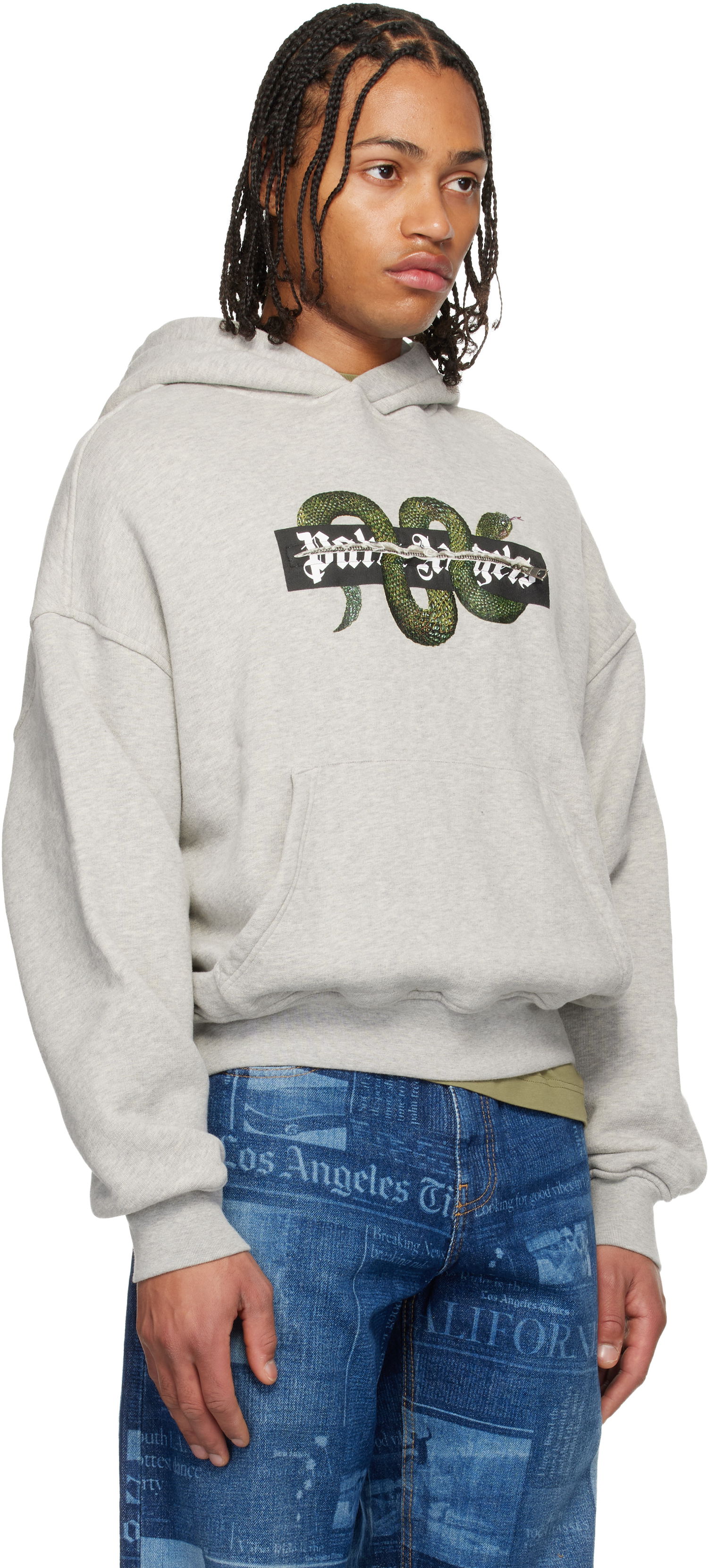 Mikina Palm Angels Palm Angels Snake Graphic Hoodie Šedá | PMBB17GF25FLE0010855, 1