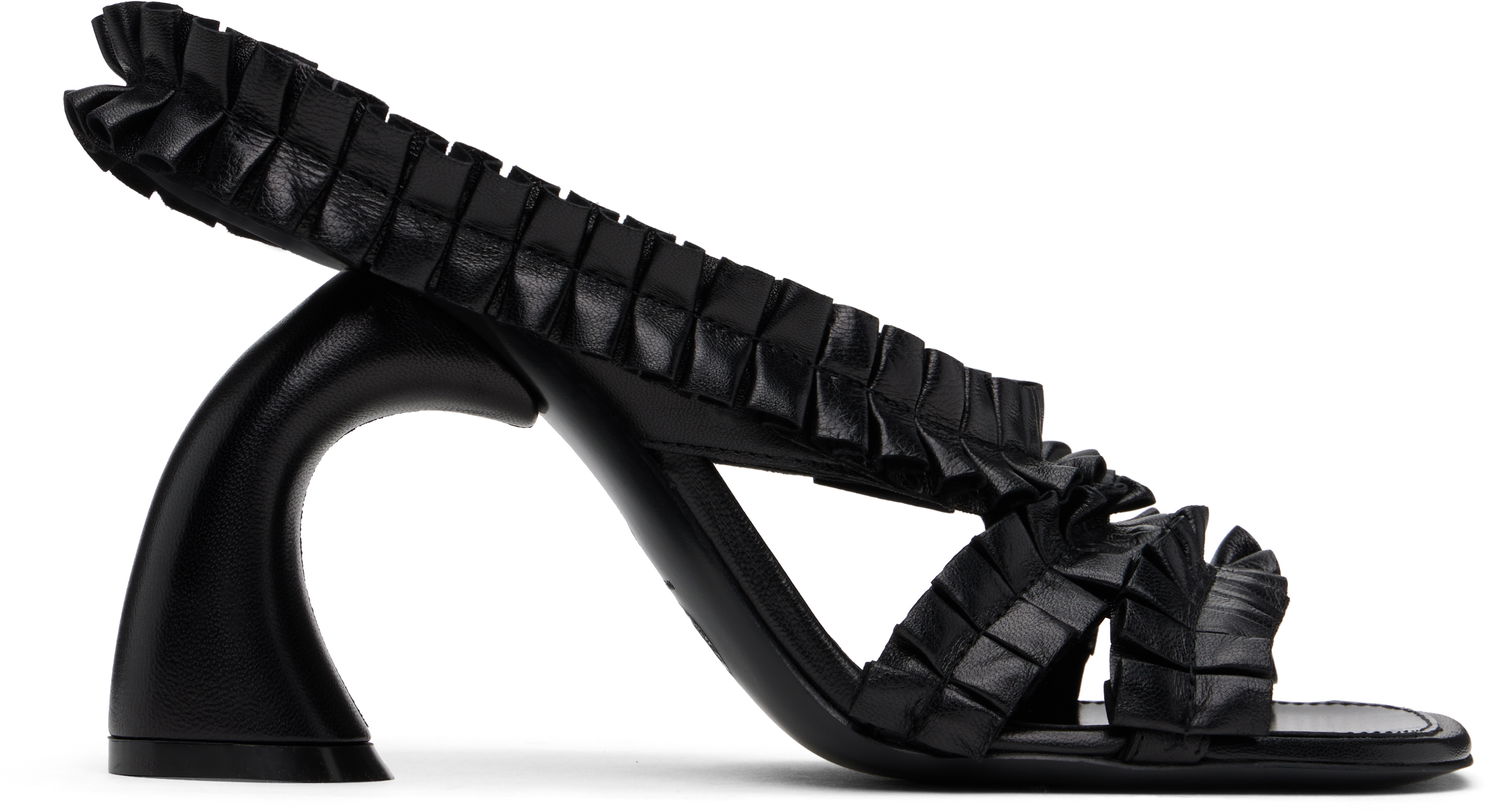 Doplnky Dries Van Noten Dries Van Noten Ruffled Leather Heeled Sandals Čierna | WS251-1566-150, 0