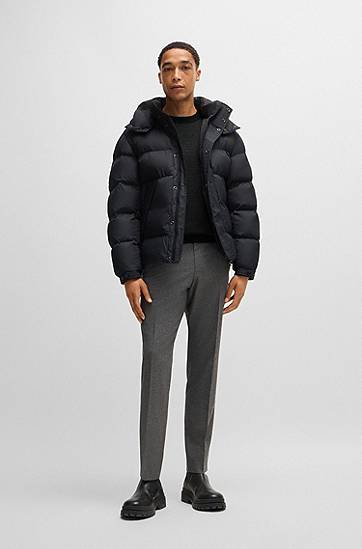Sveter BOSS Virgin-Wool Sweater with Two-Tone Jacquard Pattern Čierna | 50526845, 1