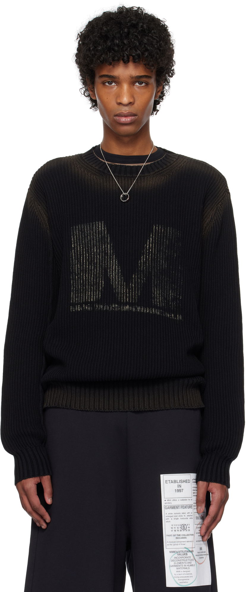 Sveter Maison Margiela MM6 Maison Margiela Crewneck Sweater Čierna | SH0HL0024 M13079