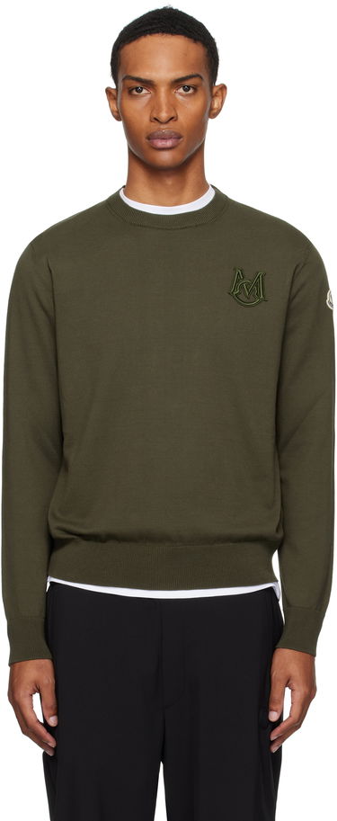 Sveter Moncler Moncler Embroidered Monogram Cotton Sweater Zelené | K20919C00013M1113, 0