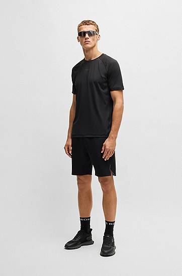 Tričko BOSS Regular-Fit Active T-Shirt with Reflective Details Čierna | 50531240, 1
