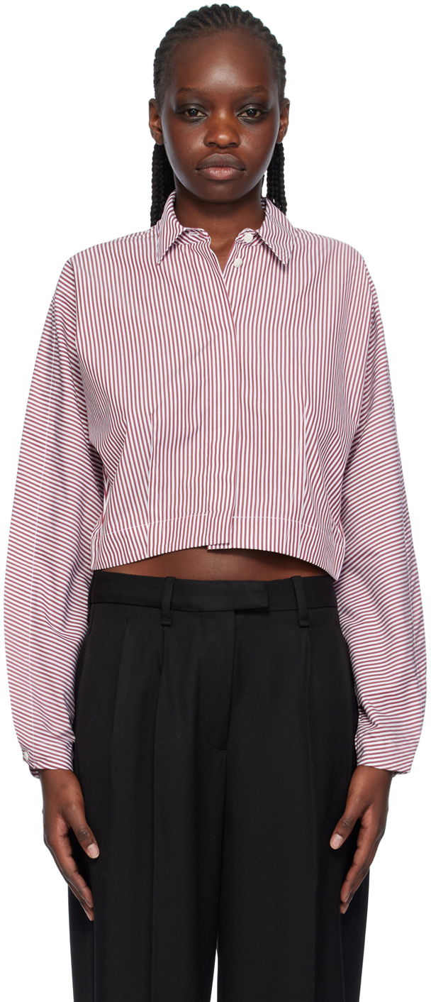 Košeľa rag & bone Morgan Striped Cropped Shirt Červená | WAW23HA0214621, 0
