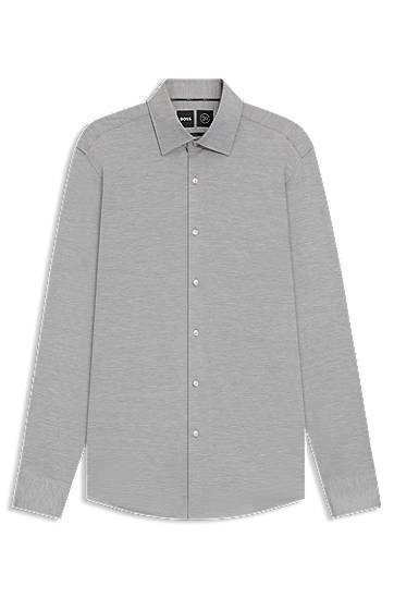 Košeľa BOSS Slim-fit shirt in brushed performance-stretch flannel Šedá | 50550563