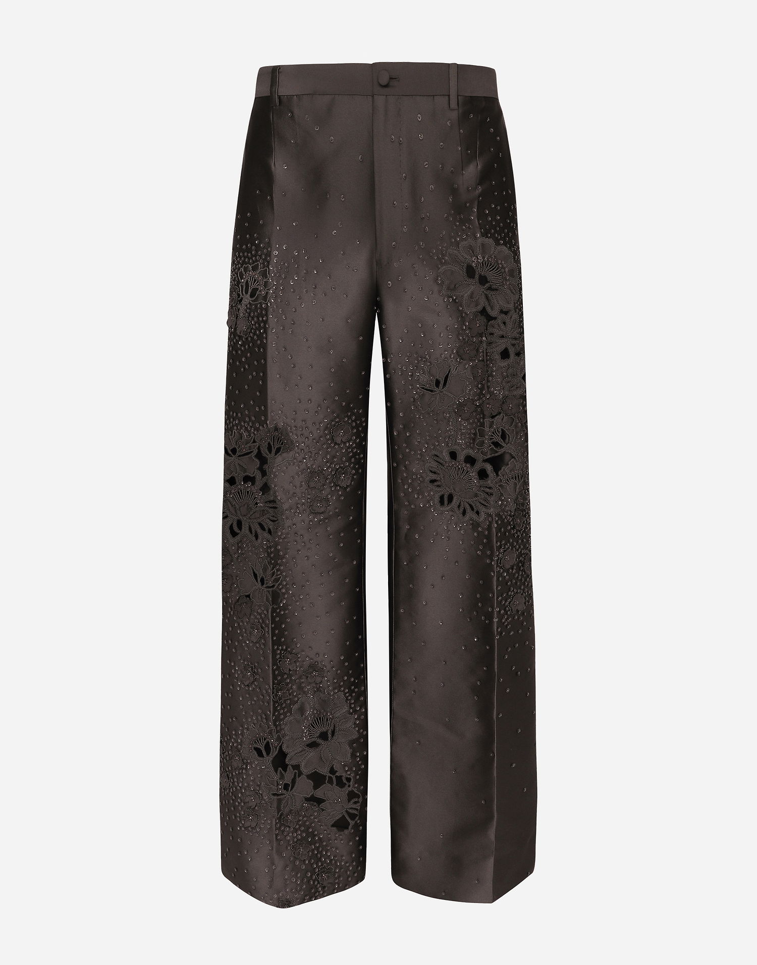 Nohavice Dolce & Gabbana Cropped Trousers With Floral Appliqués Hnedá | GP01PZGH638S9000, 0