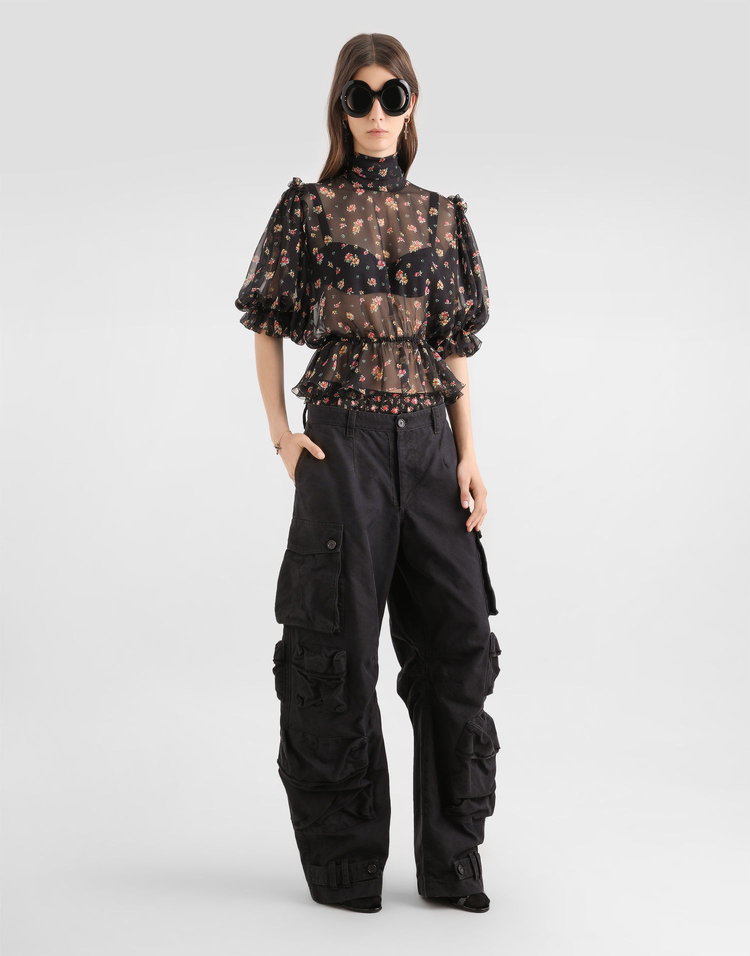 Košeľa Dolce & Gabbana Dolce & Gabbana Small Floral-print Chiffon Top 46 Rôznofarebný | F7BG5TIS10VHN5XT, 1