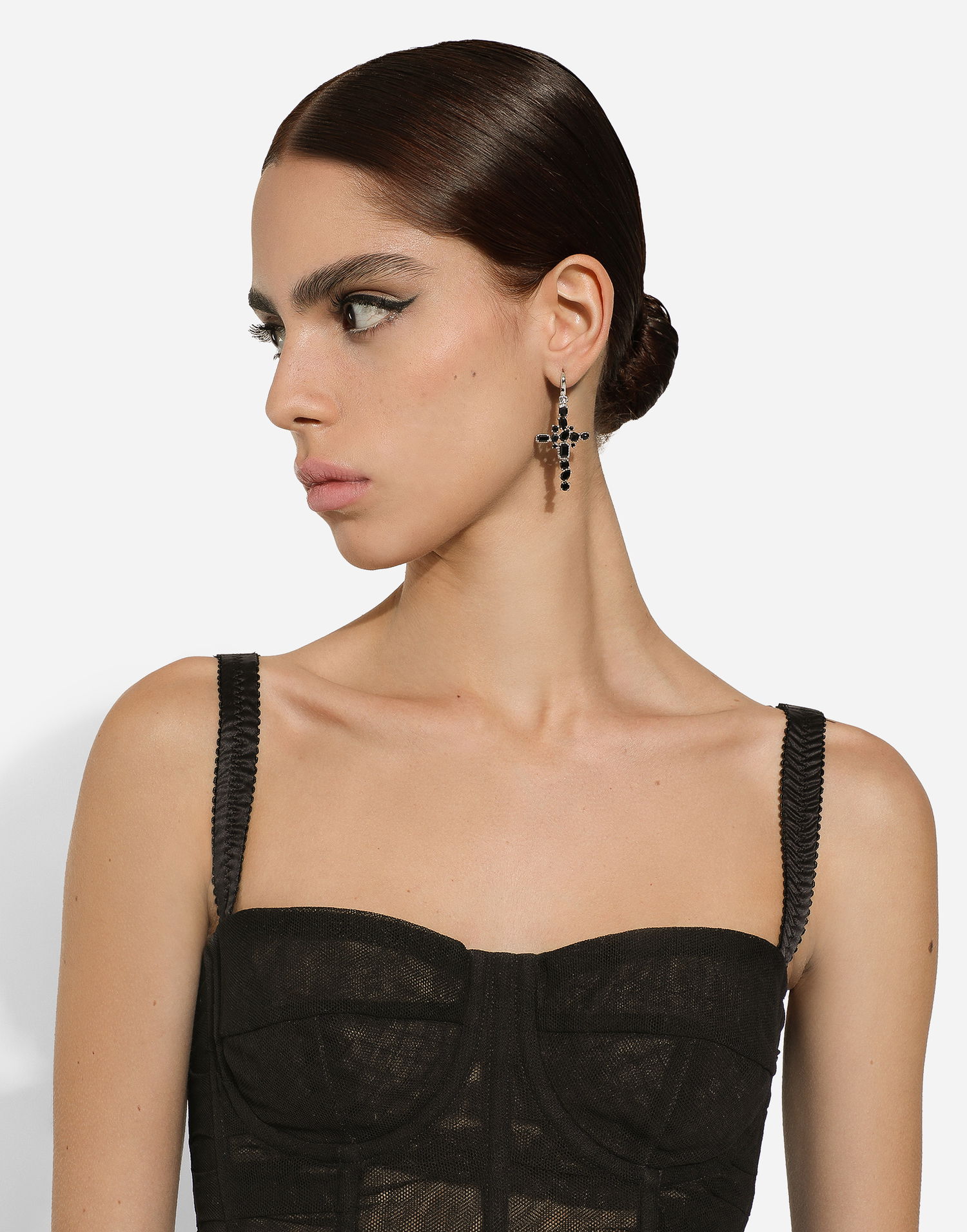 Náušnice Dolce & Gabbana Gold 18kt Earrings With Spinels Čierna | WERA3GWSPBL80001, 1