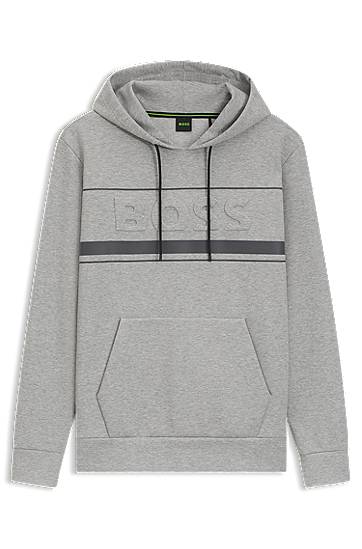 Mikina BOSS BOSS Cotton-Blend Hoodie with Stripe Details Šedá | 50545244