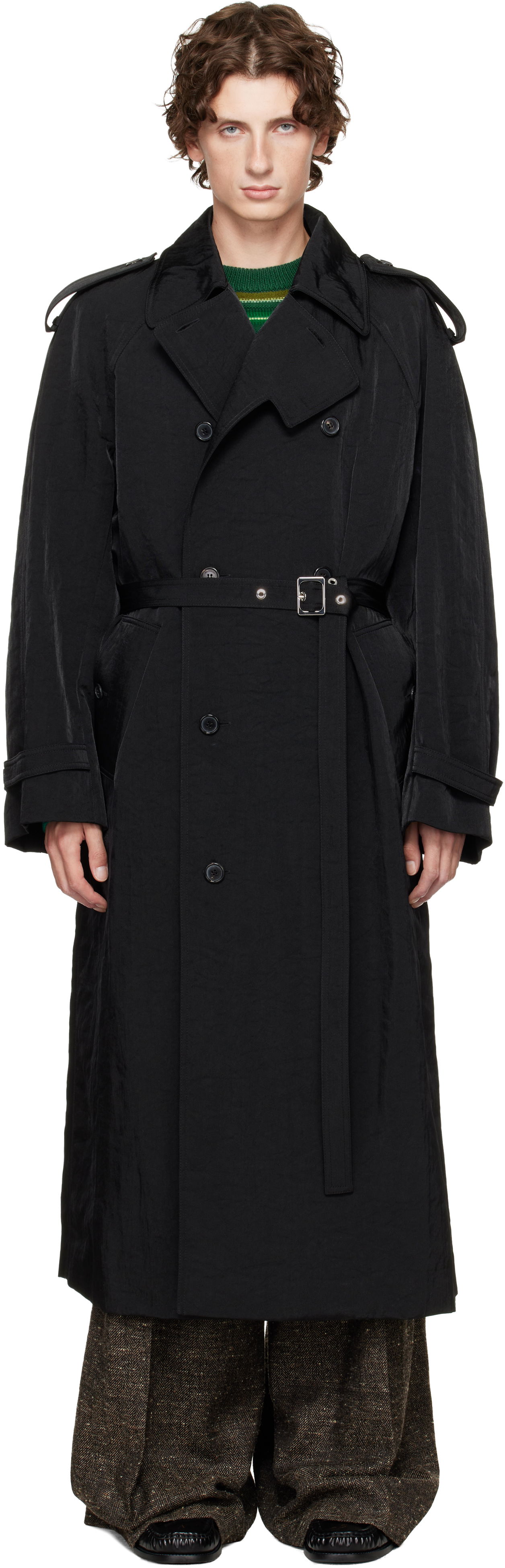 Trenčkot JW Anderson JW Anderson Double-Breasted Trench Coat Čierna | CO0338-PG1818, 0