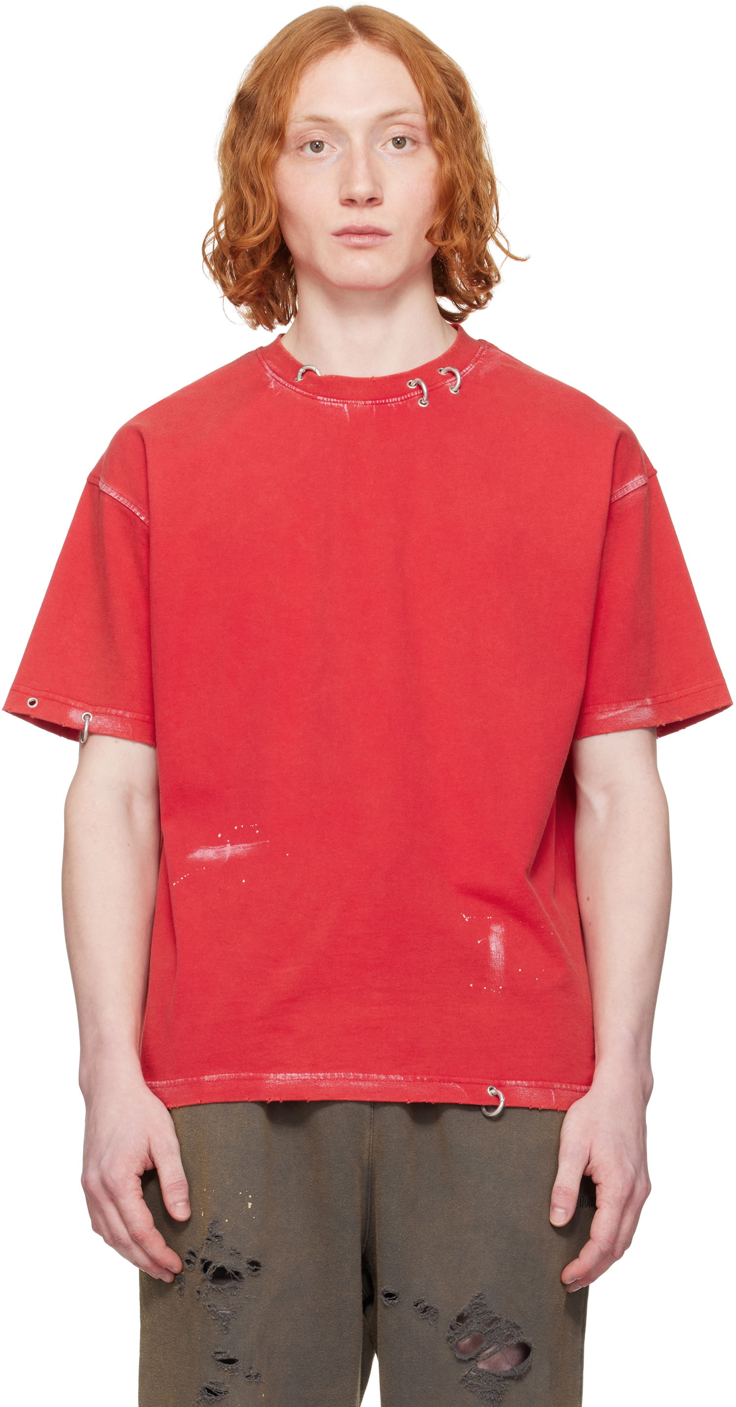 Tričko We11done We11done Pierced T-Shirt Červená | WD-TT0-25-770-U-RD, 0