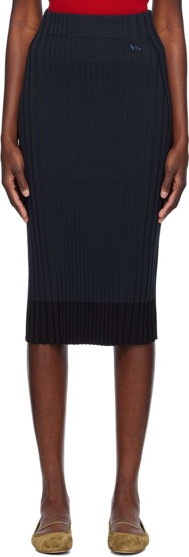 Sukňa MAISON KITSUNÉ Maison Kitsuné Ribbed Midi Skirt with Fox Patch Navy | OW01520KT1121, 0