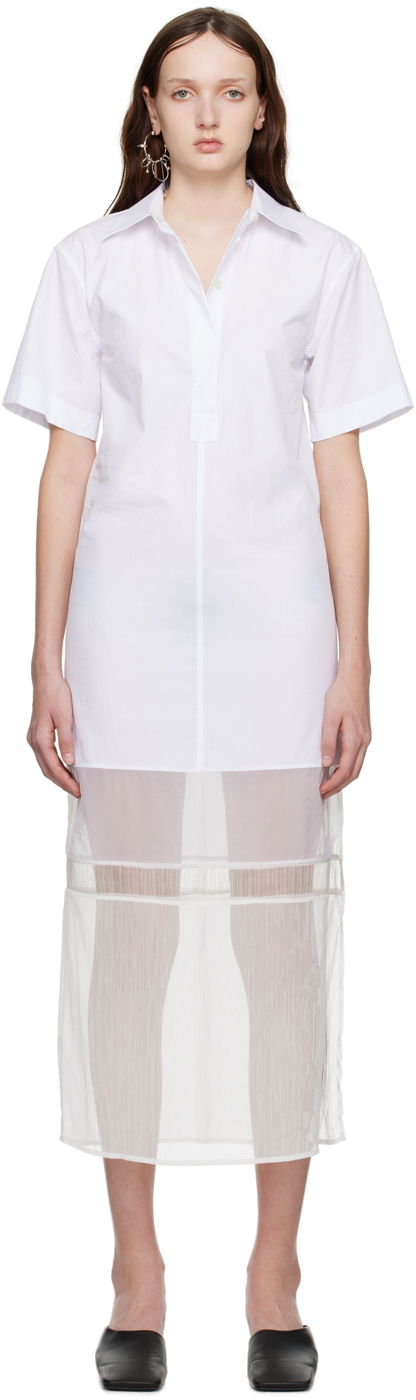 Šaty Helmut Lang Helmut Lang Combo Shirt Midi Dress Biela | N01HW602, 0