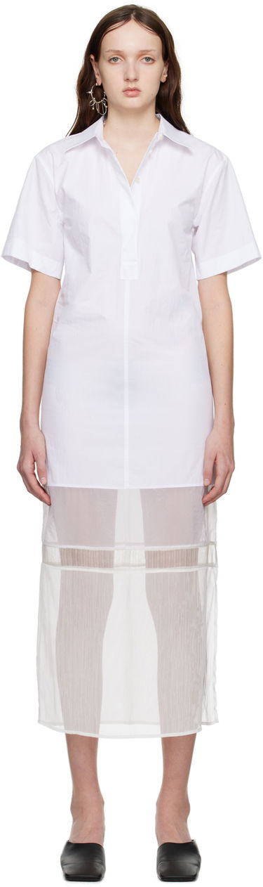Šaty Helmut Lang Helmut Lang Combo Shirt Midi Dress Biela | N01HW602, 0
