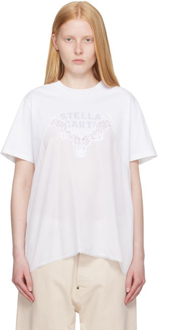 Tričko Stella McCartney Stella McCartney Lace Jersey T-Shirt Biela | 6J04073SPZ99, 0