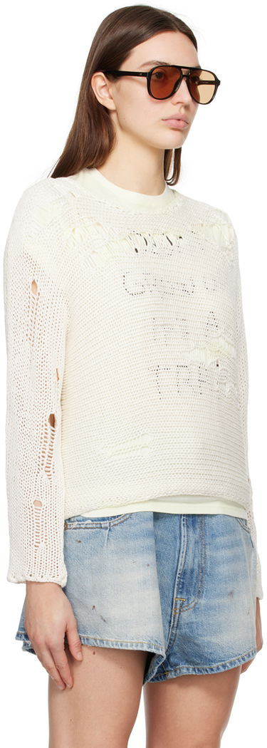 Sveter R13 R13 Distressed Knit Sweater Biela | R13WY205-Y032B, 1