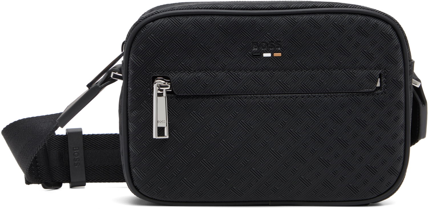 Taška cez rameno BOSS Embossed Geometric Pattern Crossbody Bag Čierna | 50548071, 0