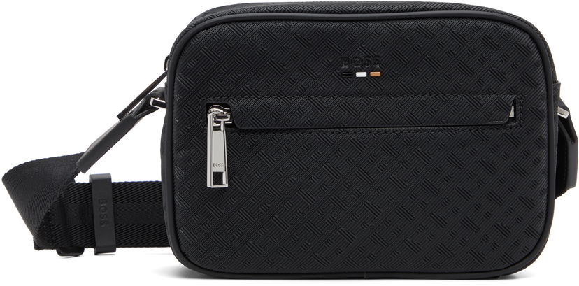 Taška cez rameno BOSS Embossed Geometric Pattern Crossbody Bag Čierna | 50548071
