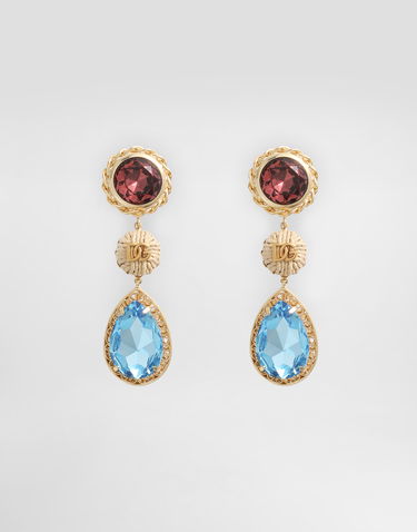 Náušnice Dolce & Gabbana Dolce & Gabbana Raffia and Crystal Drop Earrings Vínová | WER6R5W111187579, 0