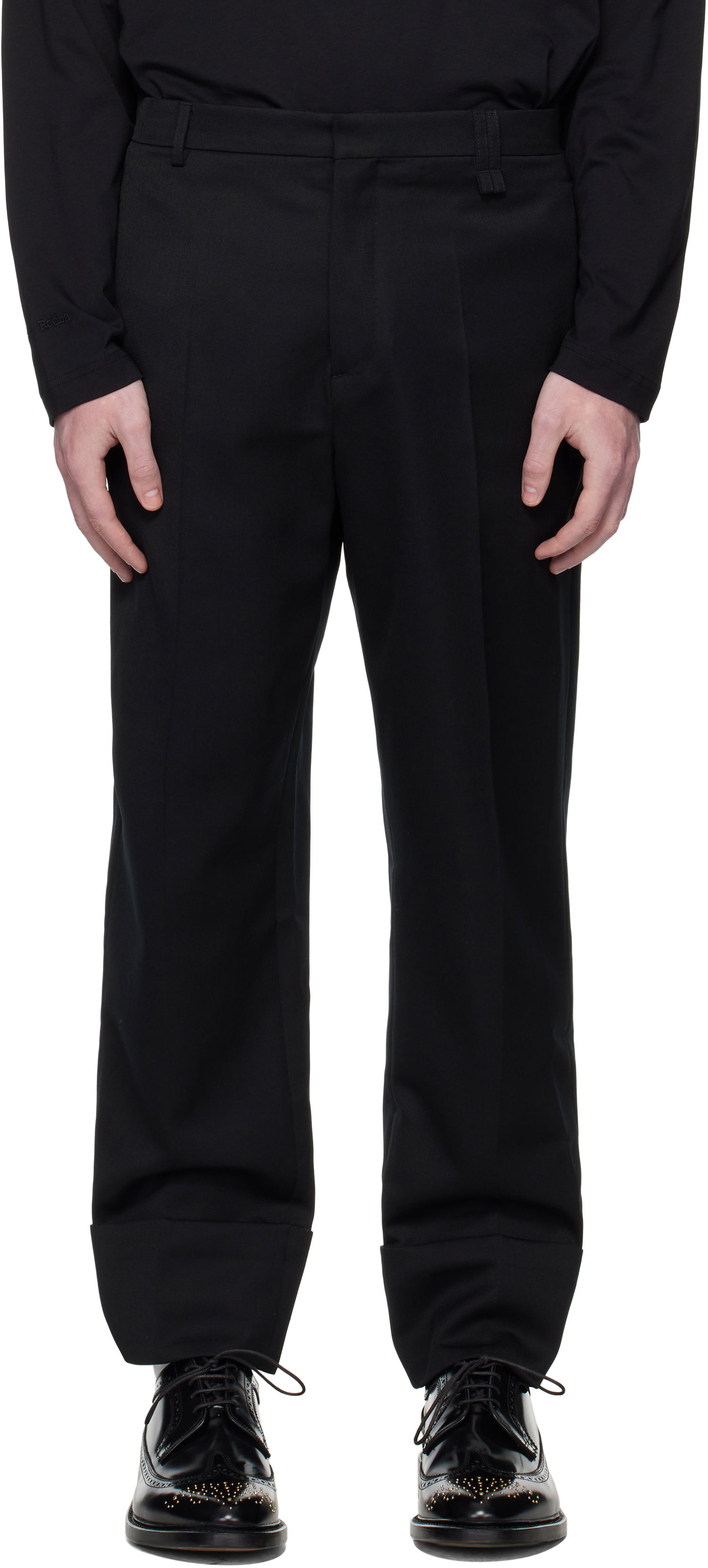 Nohavice Simone Rocha Simone Rocha Cuffed Straight Leg Trousers Čierna | 4175 1217, 0