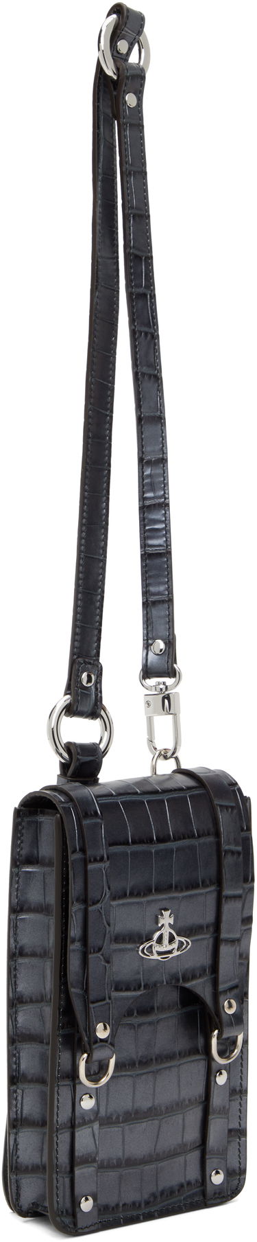 Taška cez rameno Vivienne Westwood Vivienne Westwood Mini Max Crossbody Croc-Embossed Pouch Šedá | 5801000DU-L00A2-, 1