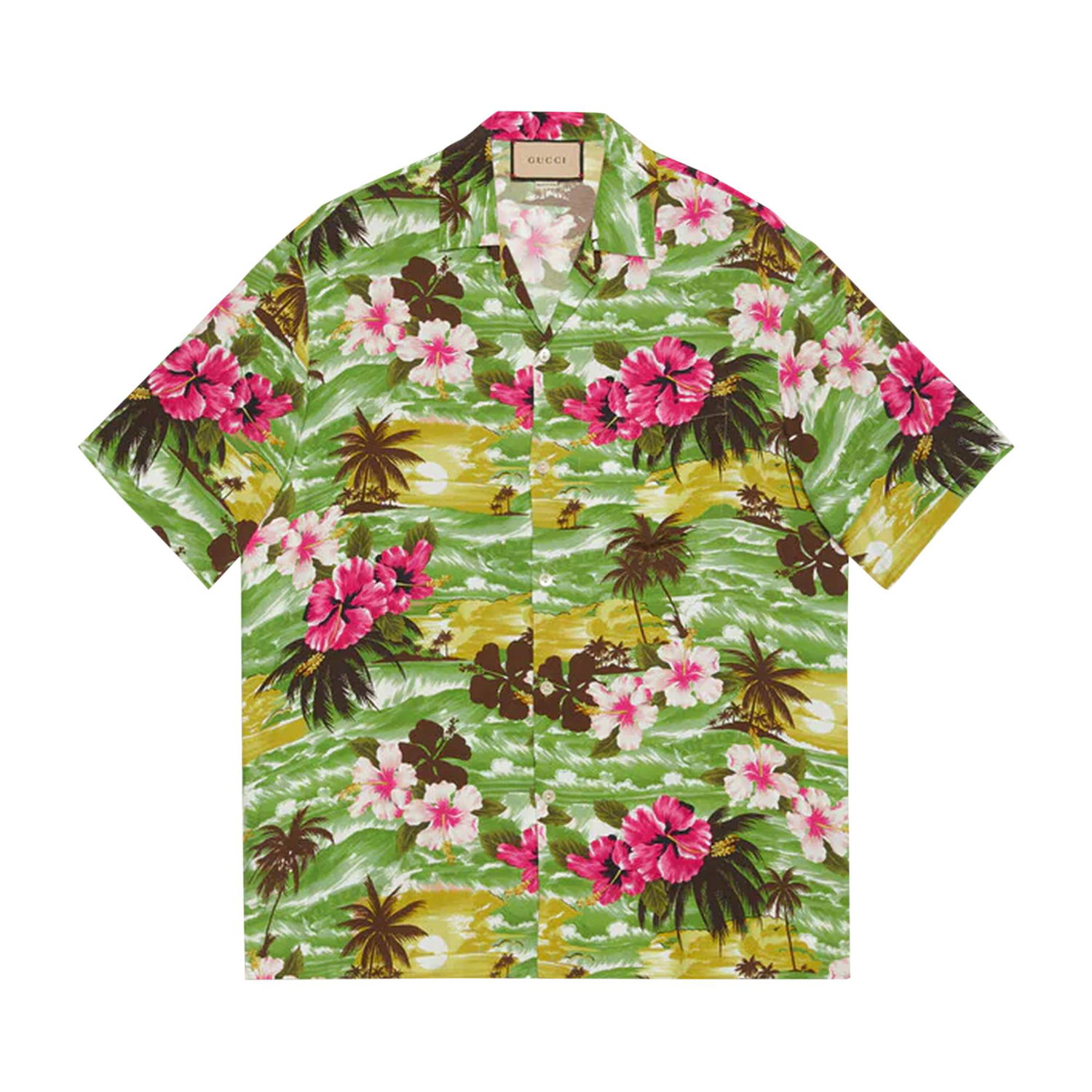 Košeľa Gucci Printed Bowling Shirt Zelené | 694124 ZAJST 3824, 1